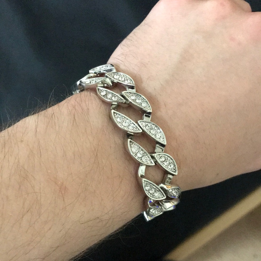 White Gold Cuban Link Bracelet